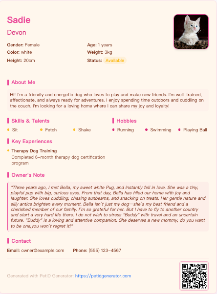 Sample Pet Resume 3